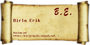 Birle Erik névjegykártya